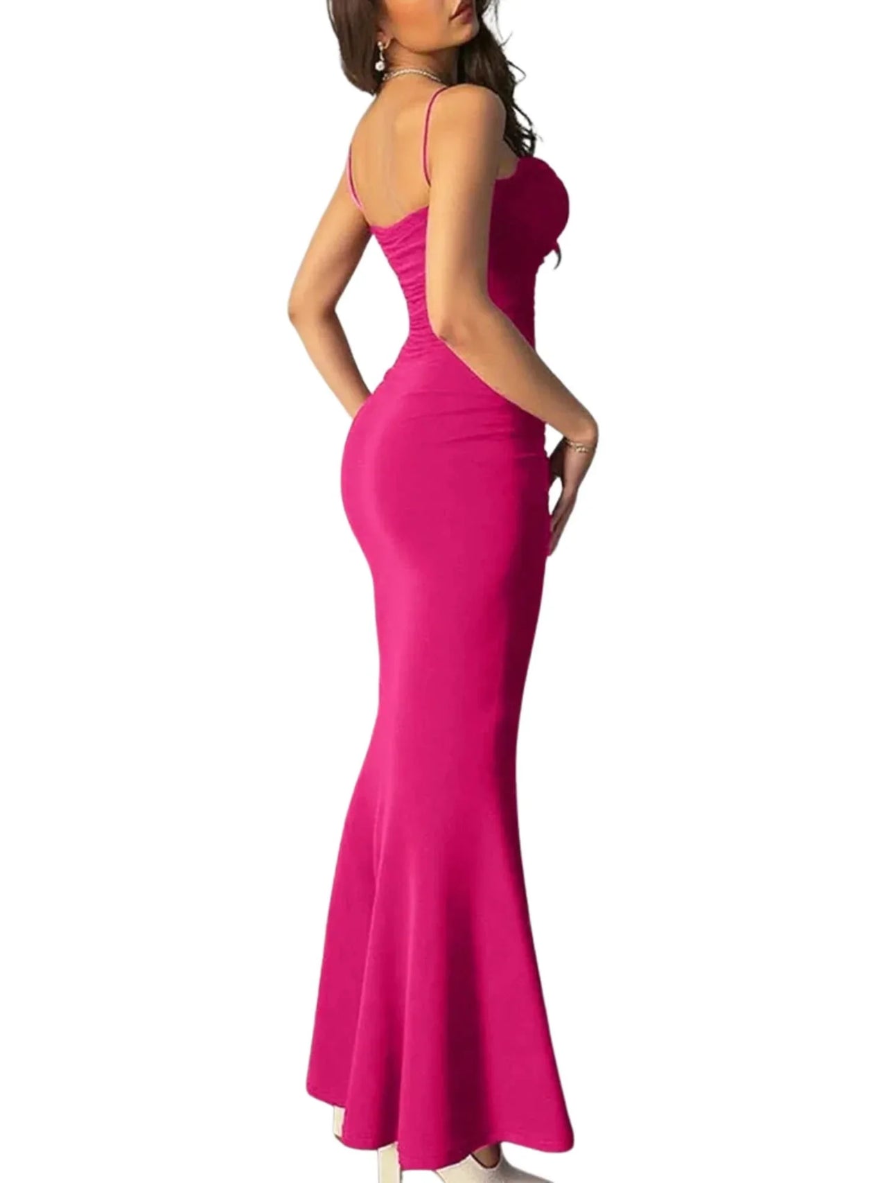 Pink evening gown on a white background