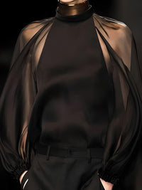 Thumbnail for Women's Fashion Sexy Mesh See-Through Blouses Long Sleeves Loose Solid Color Casual High Street Shirt Tops, Drestiny, Blouses, Black Blouses, Casual Shirts, Dress Shirts, Mock Necks, Turtlenecks, Long Sleeves, Black, S, M, L, XL, XXL, 2XL, United States, Canada, Australia, New Zealand, United Kingdom, shopdrestiny.com