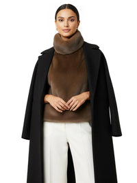 Thumbnail for Women's Faux-Mink Fur Vest Turtleneck Eco Mink Fur Tank Tops Sleeveless Jacket Coat