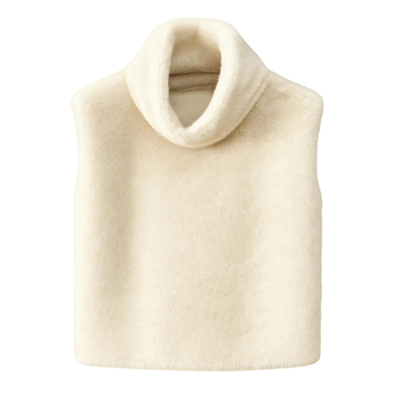 Women's Faux-Mink Fur Vest Turtleneck Eco Mink Fur Tank Tops Sleeveless Jacket Coat