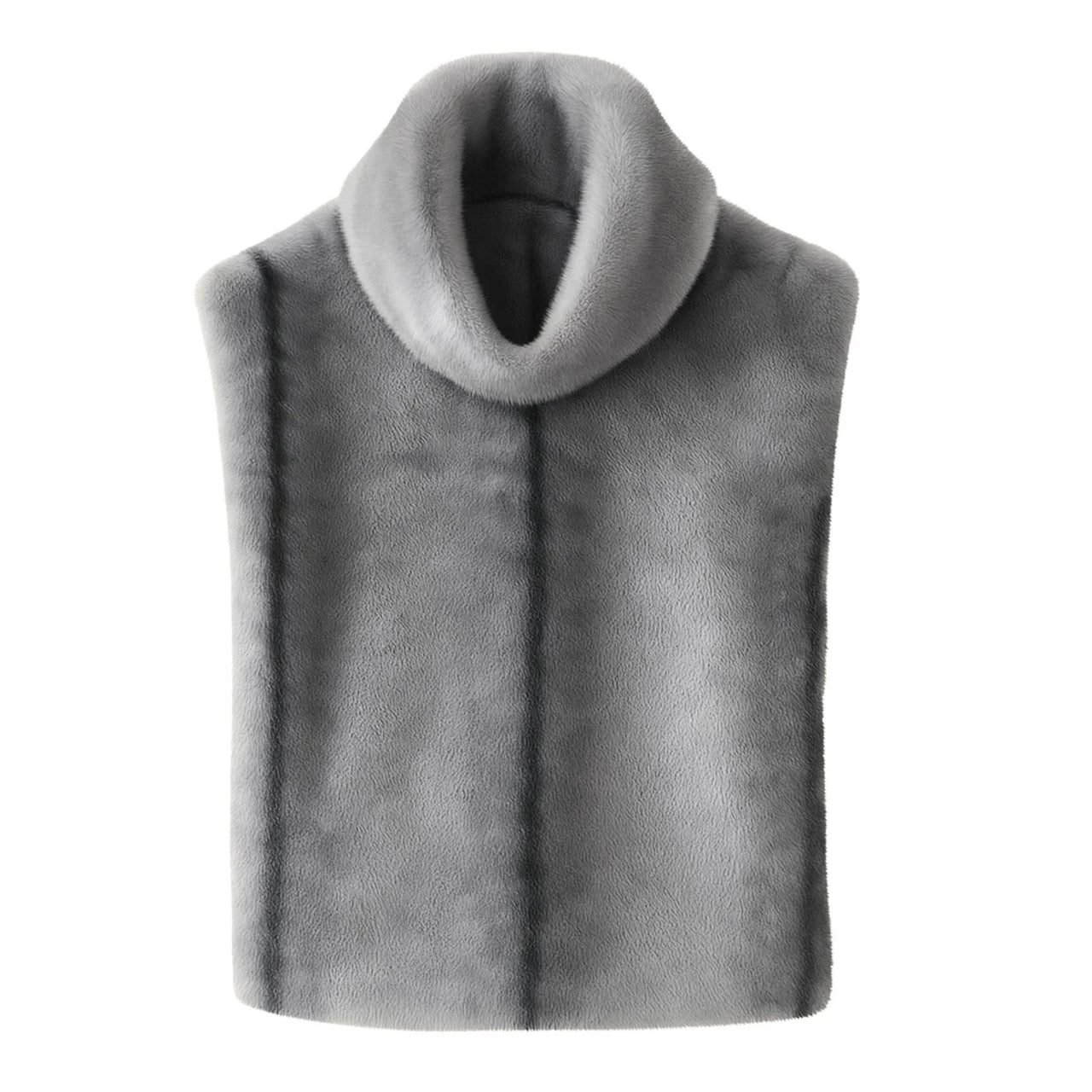 Women's Faux-Mink Fur Vest Turtleneck Eco Mink Fur Tank Tops Sleeveless Jacket Coat