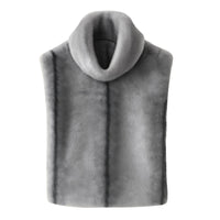 Thumbnail for Women's Faux-Mink Fur Vest Turtleneck Eco Mink Fur Tank Tops Sleeveless Jacket Coat