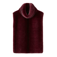 Thumbnail for Women's Faux-Mink Fur Vest Turtleneck Eco Mink Fur Tank Tops Sleeveless Jacket Coat