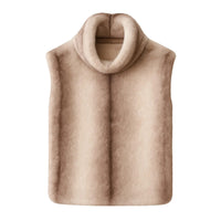 Thumbnail for Women's Faux-Mink Fur Vest Turtleneck Eco Mink Fur Tank Tops Sleeveless Jacket Coat