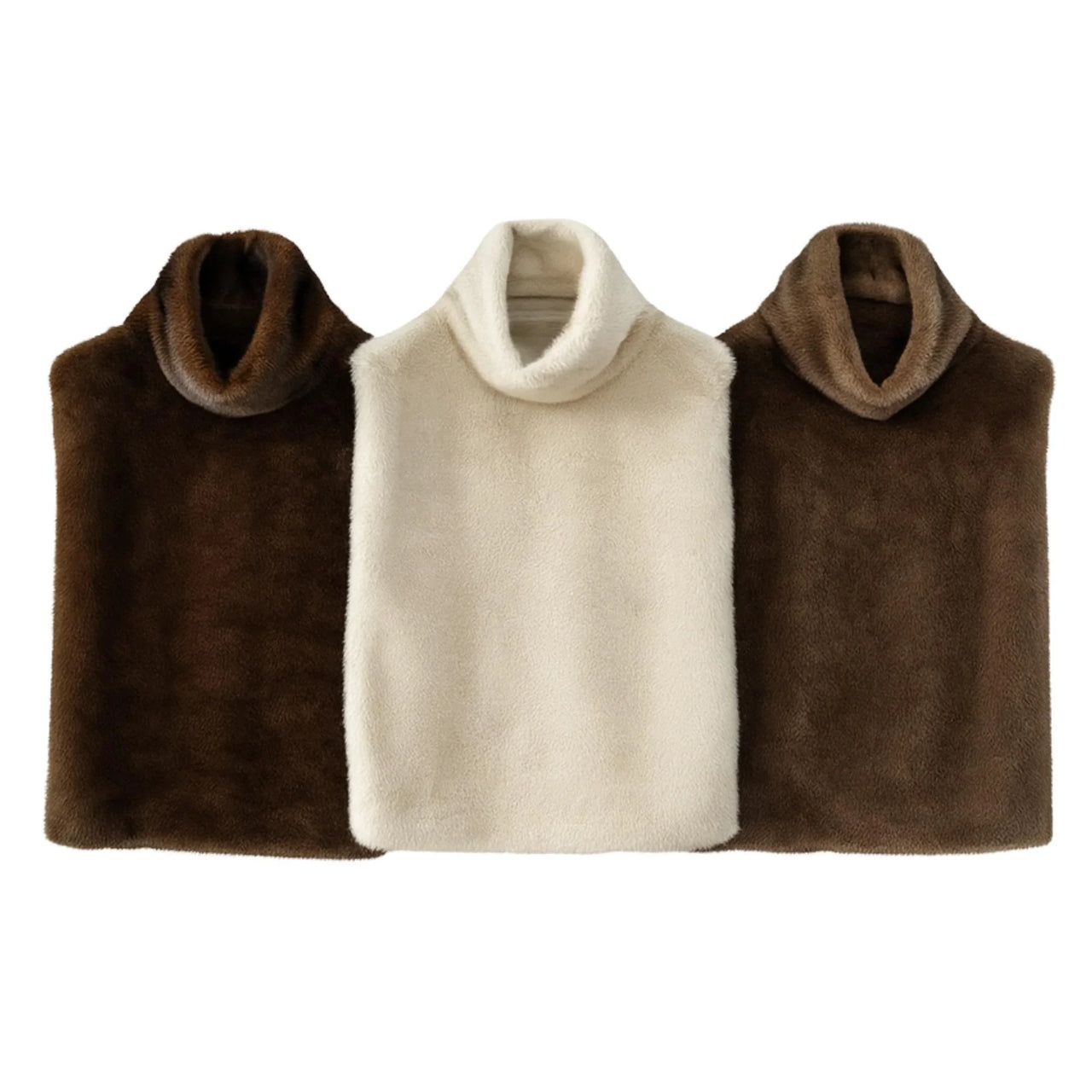 Women's Faux-Mink Fur Vest Turtleneck Eco Mink Fur Tank Tops Sleeveless Jacket Coat