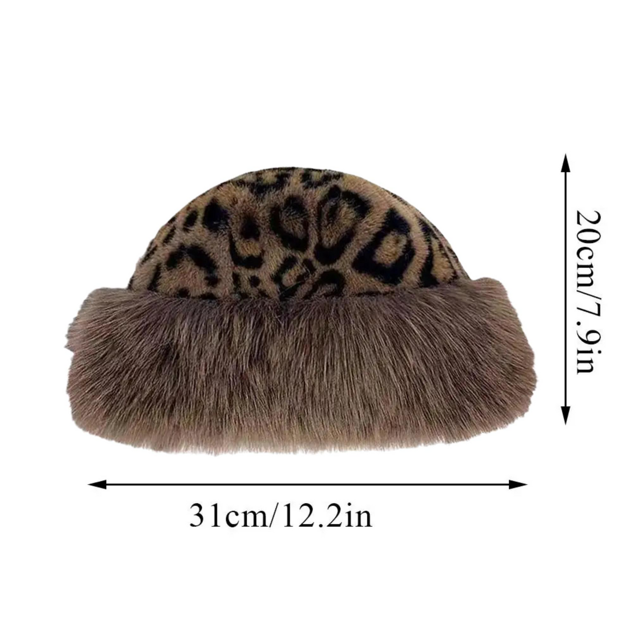 Women's Faux Fur Hat Hot Leopard Print Fur Hat Female Faux Fur Thick Winter Hat, Drestiny, Hats, Faux Fur Hats, United States, USA, Canada, Australia, New Zealand, United Kingdom, UK, Leopard Print Faux Fur Hat, Women's Faux Fur Bucket Hat, Fluffy Bucket Hat, Black Faux Fur Hat, shopdrestiny.com