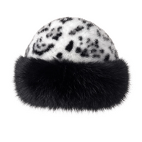 Thumbnail for Black-white leopard print faux fur hat on a white background