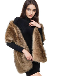 Thumbnail for Women's Faux Fur Shawl Long Scarf Neck Warmer Women Furry Shawl Wedding Bridal Jacket Formal Evening Party Shrug Accessories