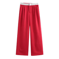 Thumbnail for Women's Flip Waist Pants Casual High Waist Female Trousers, Drestiny, Casual Pants, Trousers, XS, S, M, L, United States, USA, Canada, Australia, New Zealand, United Kingdom, UK, Red, Reddish Brown, Brown, Green, Light Blue, Golden, Lavender, Black, Grey, Beige, Khaki, Foldover waist pants, flip waist pants, Y2K pants, shopdrestiny.com
