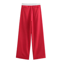 Thumbnail for Women's Flip Waist Pants Casual High Waist Female Trousers, Drestiny, Casual Pants, Trousers, XS, S, M, L, United States, USA, Canada, Australia, New Zealand, United Kingdom, UK, Red, Reddish Brown, Brown, Green, Light Blue, Golden, Lavender, Black, Grey, Beige, Khaki, Foldover waist pants, flip waist pants, Y2K pants, shopdrestiny.com