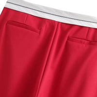 Thumbnail for Women's Flip Waist Pants Casual High Waist Female Trousers, Drestiny, Casual Pants, Trousers, XS, S, M, L, United States, USA, Canada, Australia, New Zealand, United Kingdom, UK, Red, Reddish Brown, Brown, Green, Light Blue, Golden, Lavender, Black, Grey, Beige, Khaki, Foldover waist pants, flip waist pants, Y2K pants, shopdrestiny.com