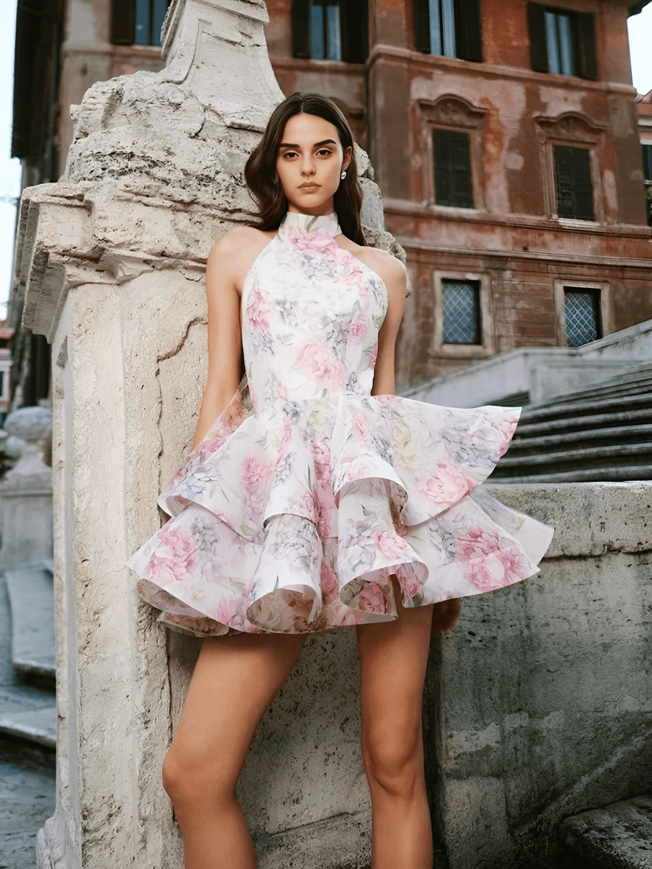 Women's Floral Backless Mini Dress Women's Summer Sexy Backless Romantic Double Hem Halter Elegant Birthday Banquet Party Bodycon Dress, Drestiny, Mini Dresses, Sleeveless, Off Shoulder, Pink Mini Dress, Pink, Blue Mini Dress, Blue, S, M, L, 4, 6, 8, 10, United States, USA, Canada, Australia, New Zealand, United Kingdom, UK, Floral mini dress, summer floral mini dress, short floral dress, floral mini dress for women, boho floral mini dress, shopdrestiny.com