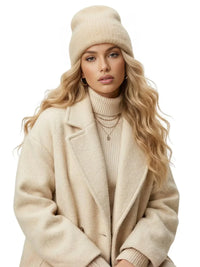 Thumbnail for Women's Fluffy Alpaca Beanies Warm Knitted Hat Winter Bonnet