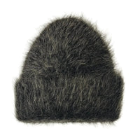 Thumbnail for Dark grey fuzzy alpaca beanie on a white background