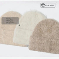 Thumbnail for Women's Fluffy Alpaca Beanies Warm Knitted Hat Winter Bonnet