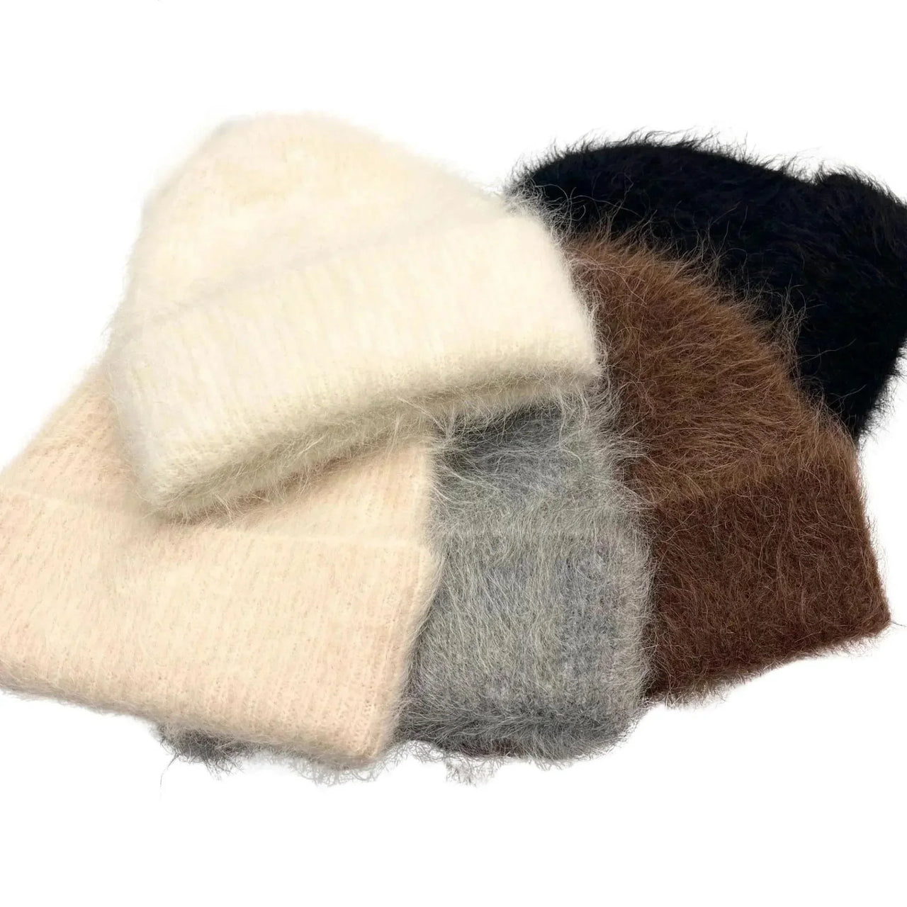 Women's Fluffy Alpaca Beanies Warm Knitted Hat Winter Bonnet