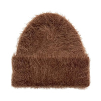 Thumbnail for Brown alpaca beanie hat on a white background