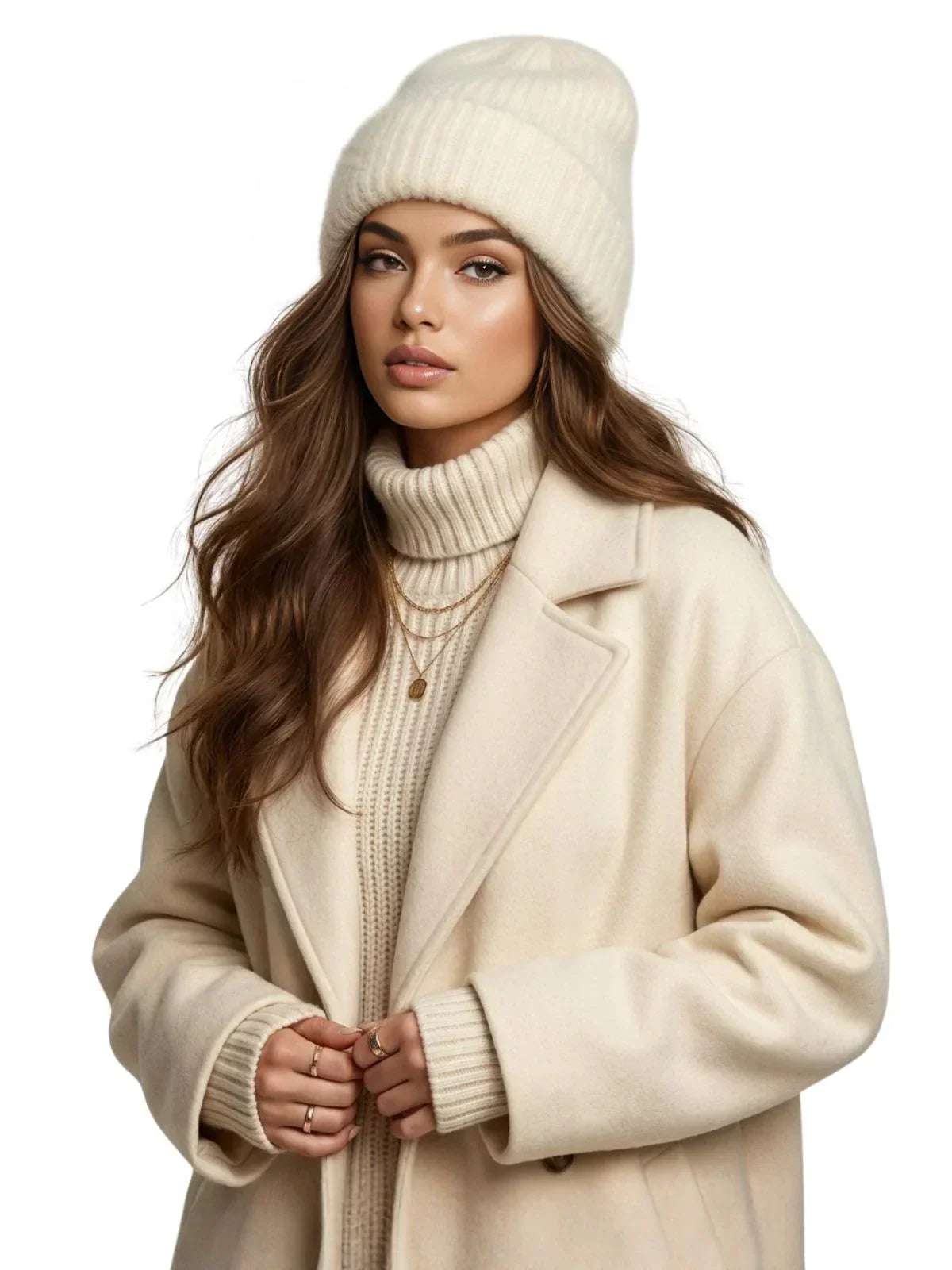 Women's Fluffy Alpaca Beanies Warm Knitted Hat Winter Bonnet