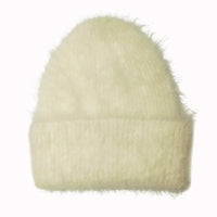 Thumbnail for White fluffy alpaca beanie on a white background