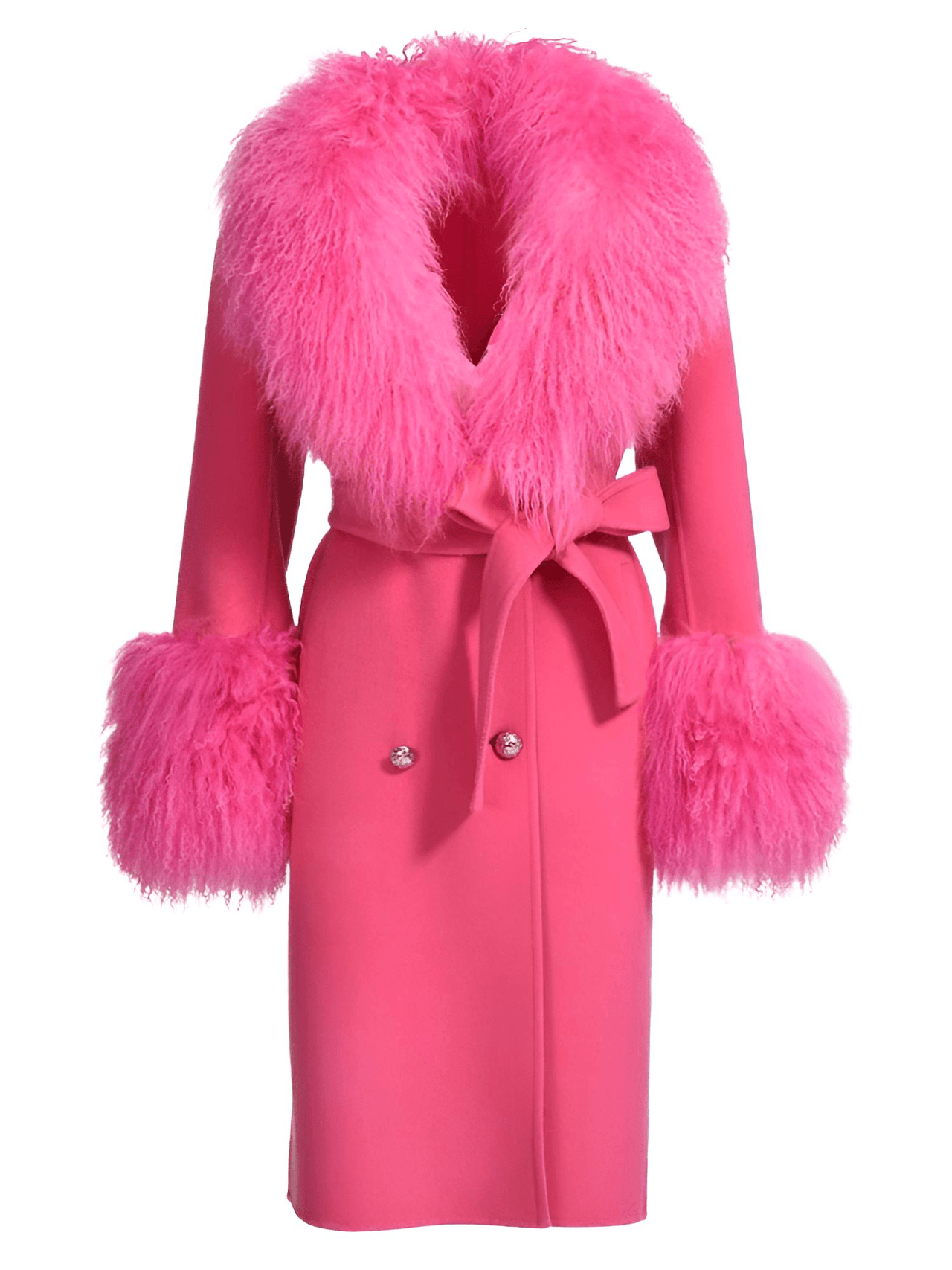 Women's Wool Cashmere Coat With Real Mongolian Sheep Fur Collar and Cuffs Ladies Double Faced Coats Belted Winter Fall Long Coat -, Coats , Drestiny , Australia, Black, Blue, Brown, Coats, Coffee, Dark Brown, Fuchsia, Green, Khaki, L, Light Grey, Light Purple, Lilac, M, Mint, Mint Green, Neon Green, Orange, Pink, Purple, Red, Royal Blue, S, Teal, United Kingdom, United States, Violet Red, White, XL, XXL , Drestiny , www.shopdrestiny.com