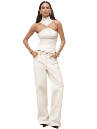 Thumbnail for Women's Gold Ring Tank Top Sleeveless Camisole Skinny Knitted Tops, Drestiny, Tank Tops, Sleeveless, Camisoles, Mock Neck, Casual Shirts, S, M, L, XL, 4, 6, 8, 10, 12, United States, USA, Canada, Australia, New Zealand, United Kingdom, Gender_Women, UK, White, Black, Brown, Pink, Green, gold ring tank top women, metal ring tank top, o ring tank top, gold hardware tank top, gold ring detail tank top, shopdrestiny.com