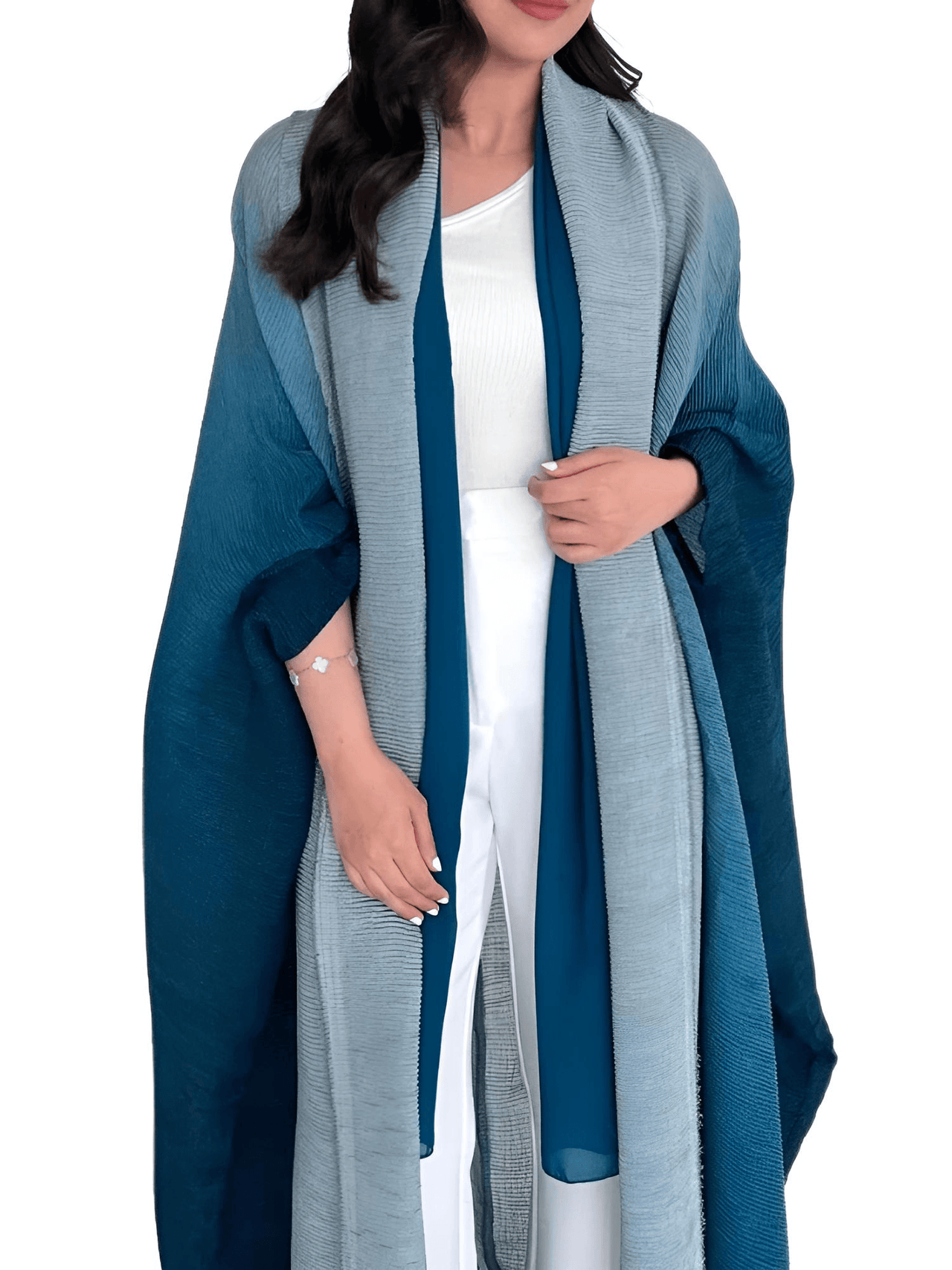 Women's Gradient Pleated Jacket Bat Sleeve Scarf Collar Long Jacket Female Fashion Clothing -, Jackets , Drestiny , Australia, Black, Blue, Brown, Burgundy, Coffee, Dark Brown, Dark Green, Dark Grey, Dark Red, Gold, Green, Jackets, Light Blue, Light Brown, Light Purple, Long Sleeves, New Zealand, Orange, Pink, Purple, United Kingdom, United States, Violet Red, Yellow , Drestiny , www.shopdrestiny.com