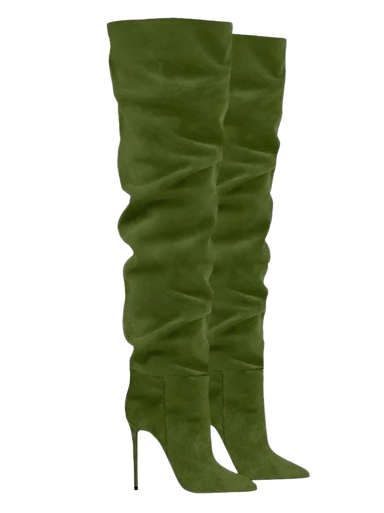 Women's Suede Stiletto Boots Over The Knee Pointed Toe Sexy High Heels Long Boots Solid Color Women's Winter Designer Shoes, Drestiny, Boots, Thigh Highs, Over The Knee Boots, Stilettos, Heels, High Heels, FR, United States, Canada, Australia, New Zealand, United Kingdom, Brown, Green, Khaki, Purple, Grey, Blue, Black, shopdrestiny.com