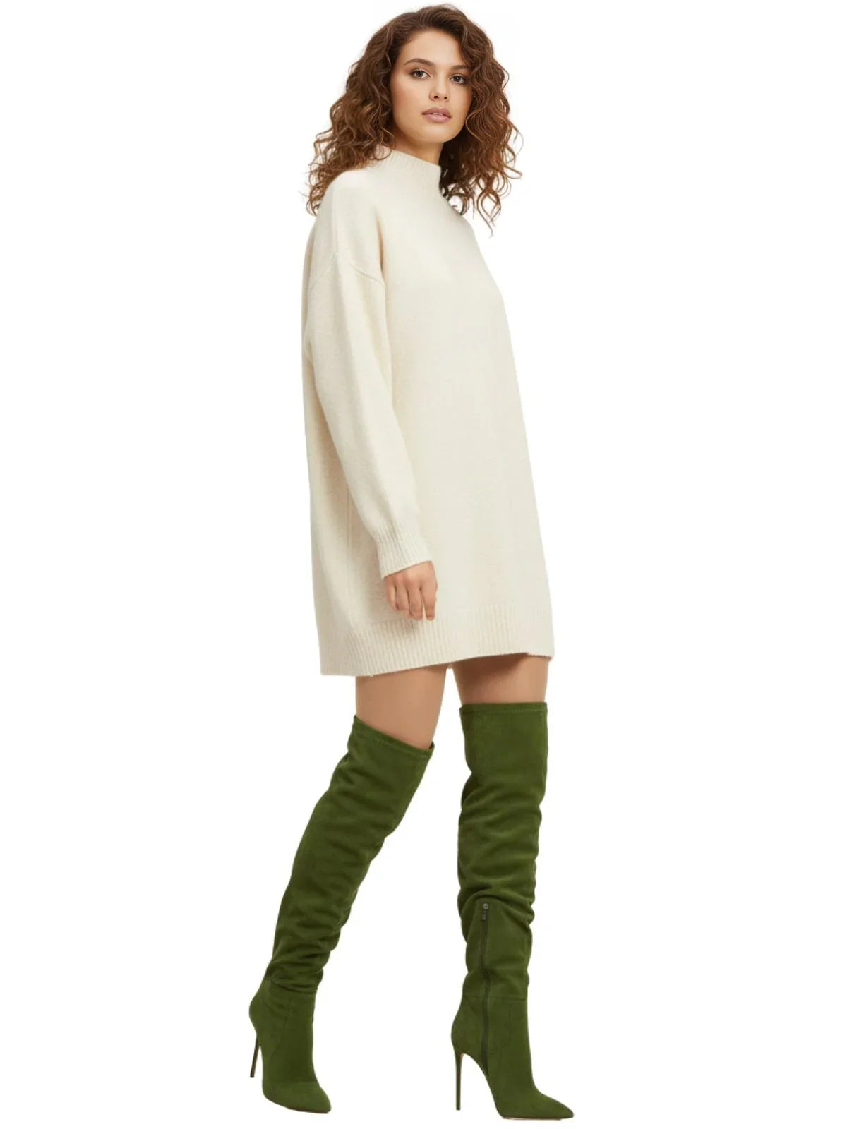 Women's Suede Stiletto Boots Over The Knee Pointed Toe Sexy High Heels Long Boots Solid Color Women's Winter Designer Shoes