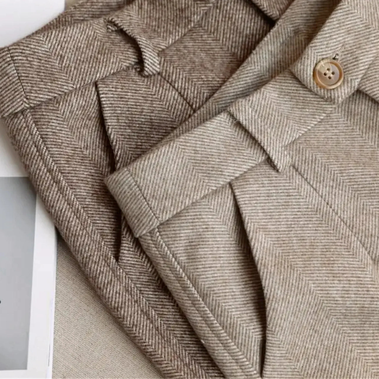 Women's Herringbone Pants -, Trousers , Drestiny , Australia, Beige, Dress Pants, FR, L, M, New Zealand, S, Tan, United Kingdom, United States, XL, XXL, XXXL , Drestiny , www.shopdrestiny.com