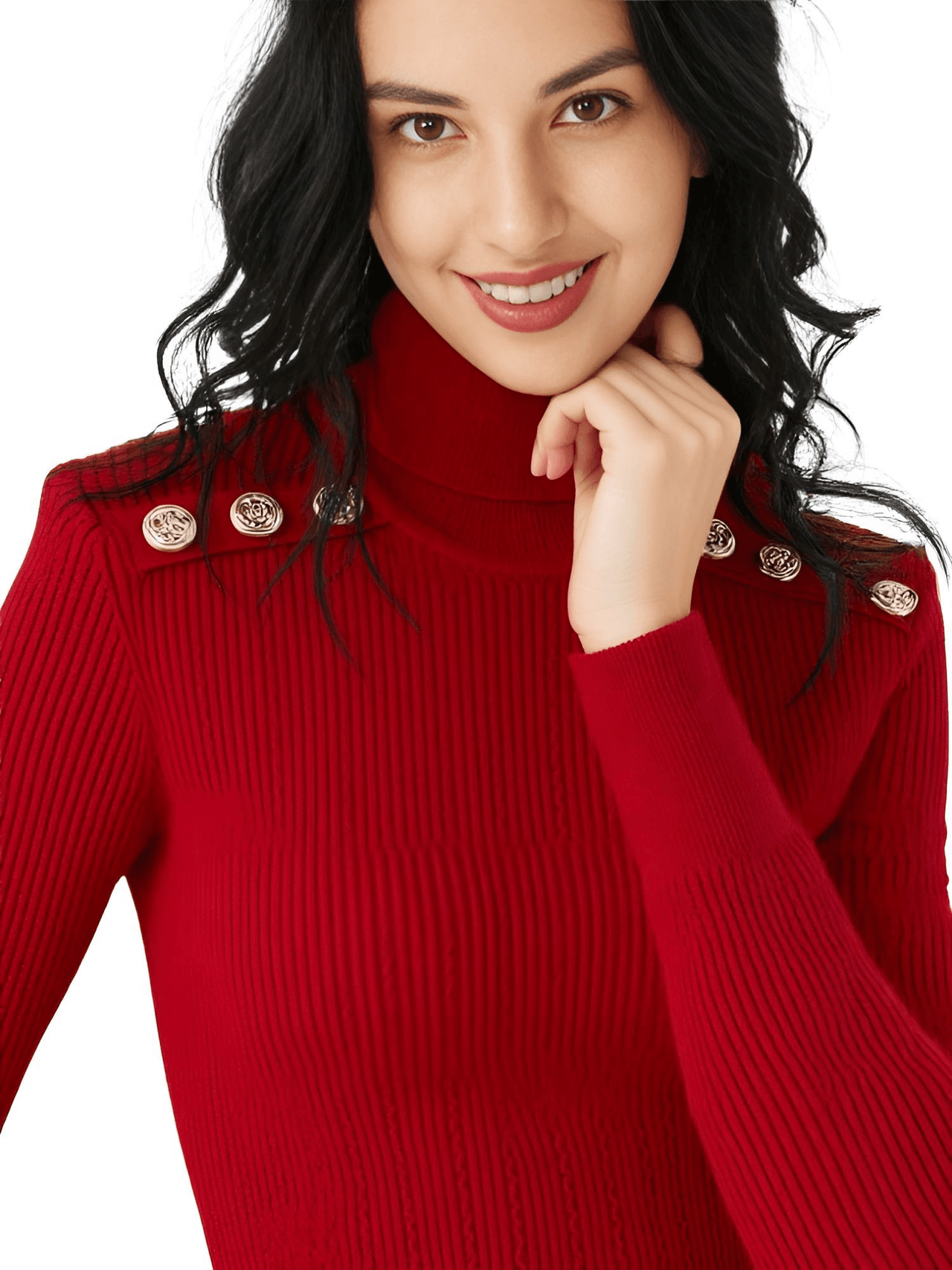 Women's High-End Turtleneck With Gold Buttons - In 7 Colors! -, Turtleneck Sweater , Drestiny , Australia, Black, Blue, Canada, Casual Shirts, Dark Olive Green, Deep Pink, Dress Shirts, FR, L, M, New Zealand, Pink, Pullovers, Red, S, Turtlenecks, United Kingdom, United States, White, XL , Drestiny , www.shopdrestiny.com