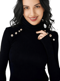 Thumbnail for Women's High-End Turtleneck With Gold Buttons - In 7 Colors! -, Turtleneck Sweater , Drestiny , Australia, Black, Blue, Canada, Casual Shirts, Dark Olive Green, Deep Pink, Dress Shirts, FR, L, M, New Zealand, Pink, Pullovers, Red, S, Turtlenecks, United Kingdom, United States, White, XL , Drestiny , www.shopdrestiny.com