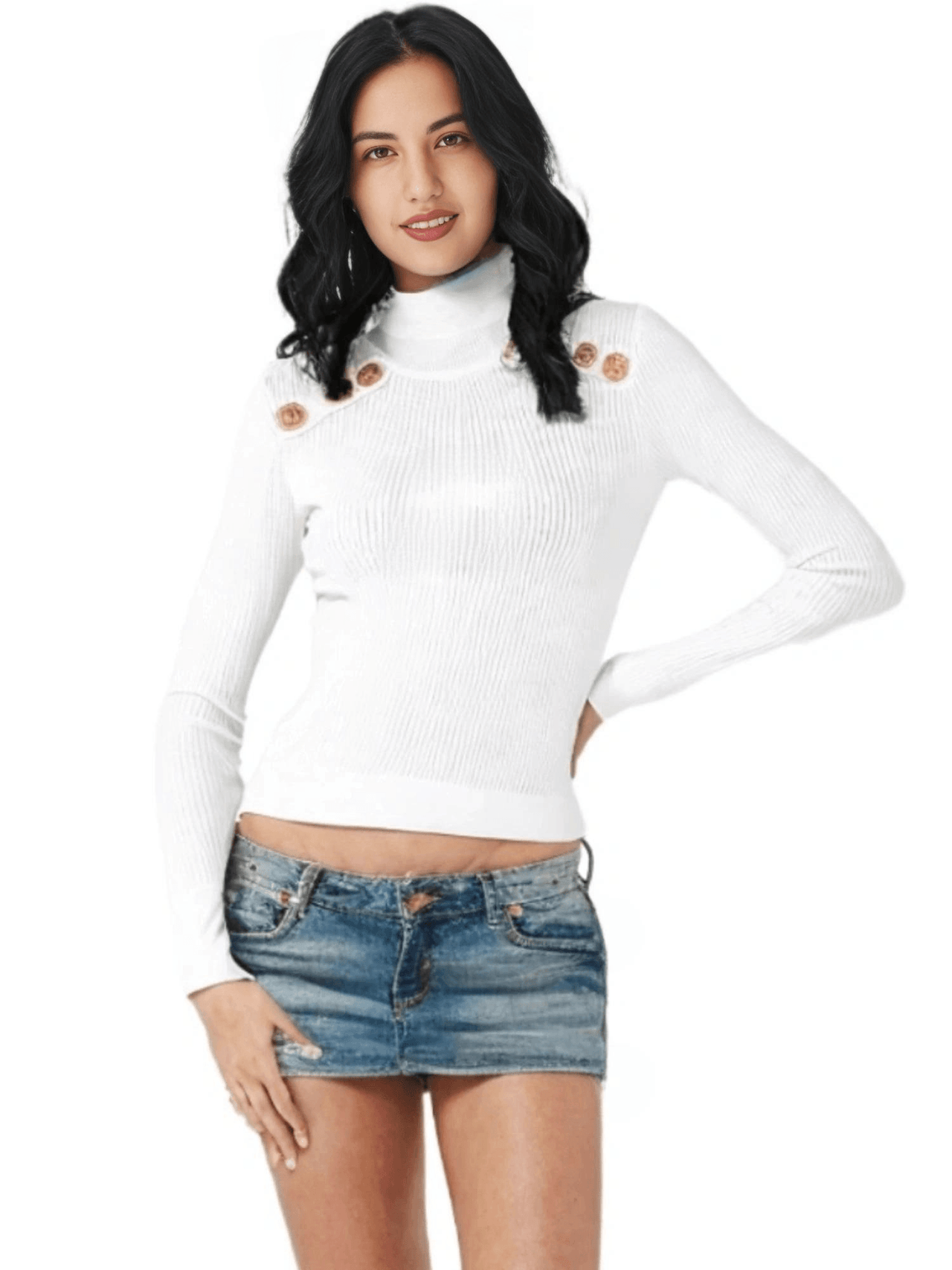 Women's High-End Turtleneck With Gold Buttons - In 7 Colors! -, Turtleneck Sweater , Drestiny , Australia, Black, Blue, Canada, Casual Shirts, Dark Olive Green, Deep Pink, Dress Shirts, FR, L, M, New Zealand, Pink, Pullovers, Red, S, Turtlenecks, United Kingdom, United States, White, XL , Drestiny , www.shopdrestiny.com