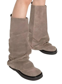Thumbnail for Women's High-Fashion Slouch Boots Real Leather Chunky Sole Boots For Women, Drestiny, Knee Highs, Ankle Boots, Dark Brown, Brown, Black, Off White, 5, 6, 7, 8, 9, 10, 11, 12, United States, USA, Canada, Australia, New Zealand, United Kingdom, UK, Slouch boots women's, knee high slouch boots, Suede slouch boots, Women's slouch boots, brown slouch boots, Slouchy knee high boots, shopdrestiny.com