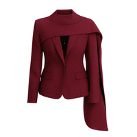 Thumbnail for Women's Jacket With Scarf Collar Long Sleeve Spliced Pocket Designer Coats Female Fashion Style