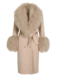 Thumbnail for Women's Wool Cashmere Coat With Real Mongolian Sheep Fur Collar and Cuffs Ladies Double Faced Coats Belted Winter Fall Long Coat -, Coats , Drestiny , Australia, Black, Blue, Brown, Coats, Coffee, Dark Brown, Fuchsia, Green, Khaki, L, Light Grey, Light Purple, Lilac, M, Mint, Mint Green, Neon Green, Orange, Pink, Purple, Red, Royal Blue, S, Teal, United Kingdom, United States, Violet Red, White, XL, XXL , Drestiny , www.shopdrestiny.com