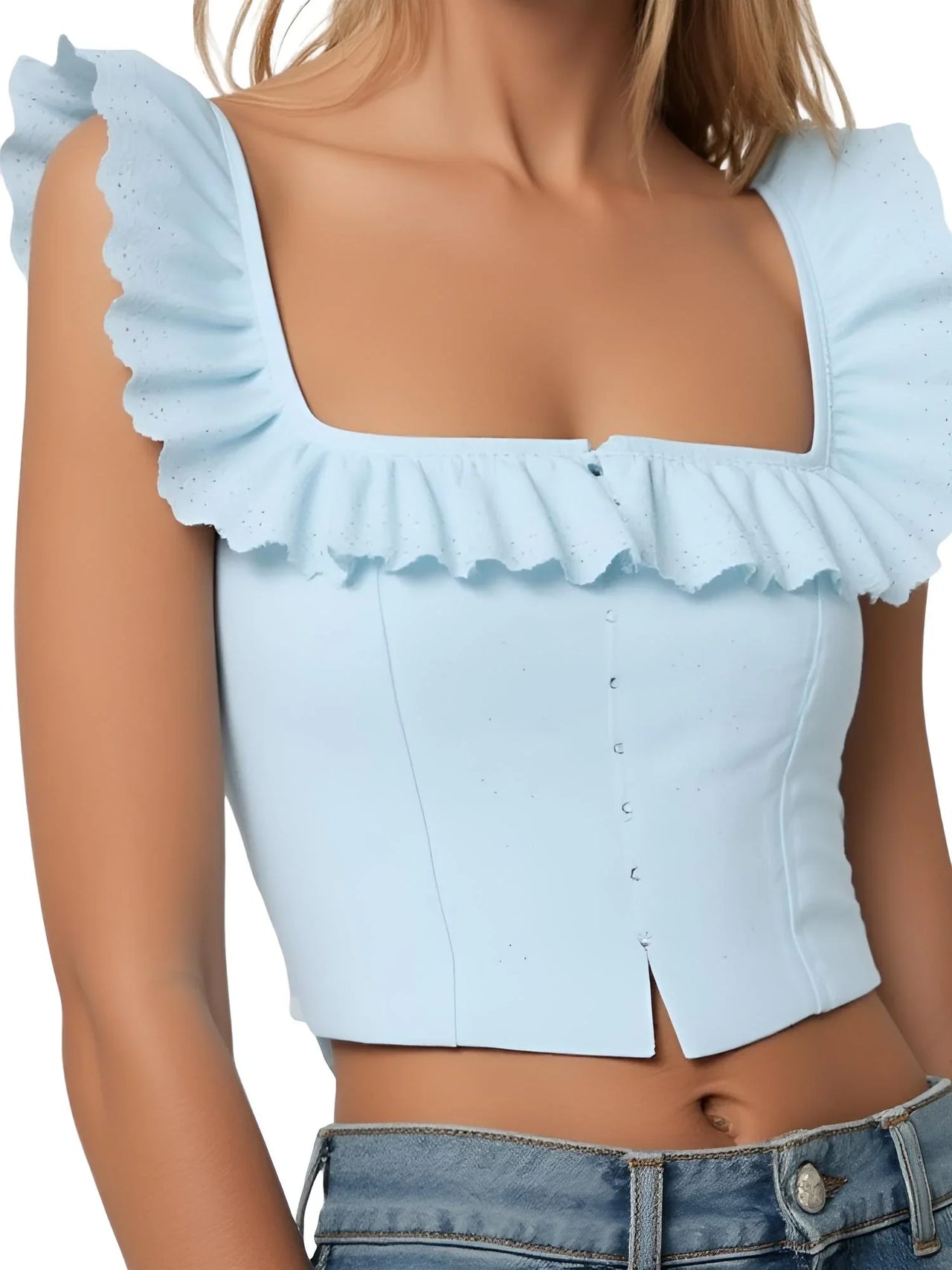 Women's Lace-Up Corset Top Sexy Summer Crop Top Women's Lace Tank Top, Drestiny, Corsets, Crop Tops, Tank Tops, Casual Shirts, Sleeveless, XS, S, M, L, White, Sky Blue, United States, USA, Canada, Australia, New Zealand, lace up corset top, sexy crop top, lace tank top women's, summer going out tops,  bodice top, shopdrestiny.com
