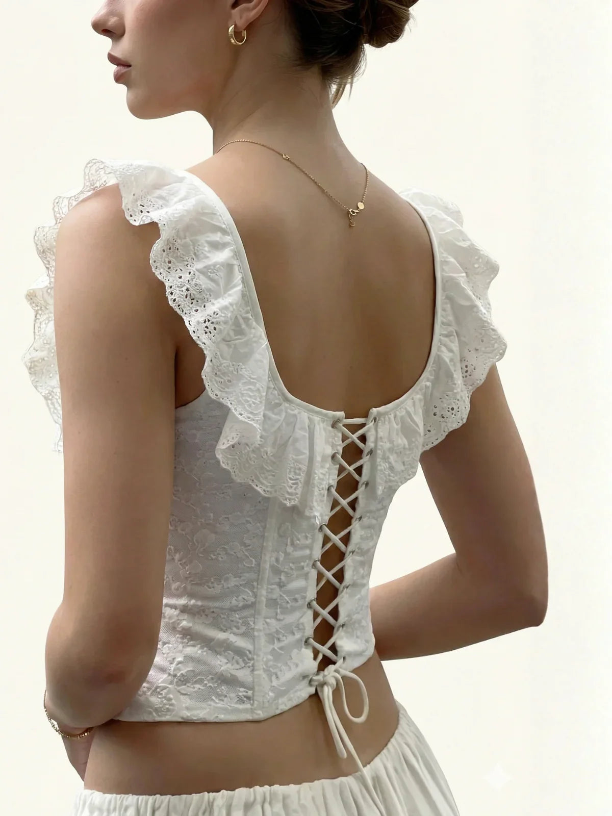 Women's Lace-Up Corset Top Sexy Summer Crop Top Women's Lace Tank Top