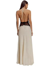 Thumbnail for Women's Lace Halter Maxi Dress Deep V Neck Sleeveless High Waist Elegant Long Dress, Maxi Dresses, Dresses, Drestiny, Sleeveless, S, M, L, 4, 6, 8, 10, White, Pink, Black, United States, USA, Canada, Australia, New Zealand, United Kingdom, UK, lace halter maxi dress, women's white lace maxi dress halter, long lace halter dress, boho lace halter maxi dress, formal lace halter dress, lace halter neck maxi dress, ladies lace maxi dress halter, occasion wear lace halter maxi dress, shopdrestiny.com