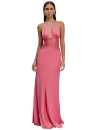 Thumbnail for Women's Lace Halter Maxi Dress Deep V Neck Sleeveless High Waist Elegant Long Dress, Maxi Dresses, Dresses, Drestiny, Sleeveless, S, M, L, 4, 6, 8, 10, White, Pink, Black, United States, USA, Canada, Australia, New Zealand, United Kingdom, UK, lace halter maxi dress, women's pink lace maxi dress halter, long lace halter dress, boho lace halter maxi dress, formal lace halter dress, lace halter neck maxi dress, ladies lace maxi dress halter, occasion wear lace halter maxi dress, shopdrestiny.com