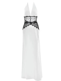 Thumbnail for Women's Lace Halter Maxi Dress Deep V Neck Sleeveless High Waist Elegant Long Dress
