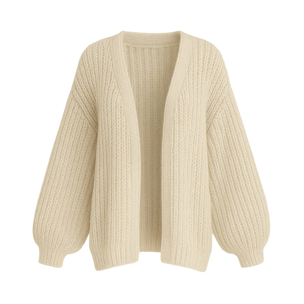 Beige oversized cardigan on a white background