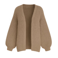 Thumbnail for Khaki knitted oversized cardigan on a white background