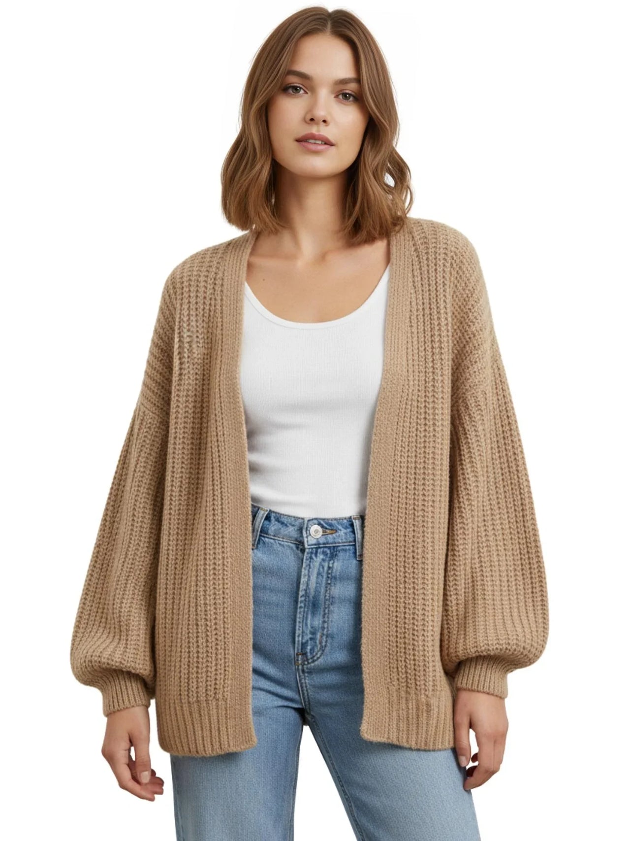 Women's Lantern Sleeve Cardigan Sweater Casual Fall Streetwear Tops Chic Y2K Sweater