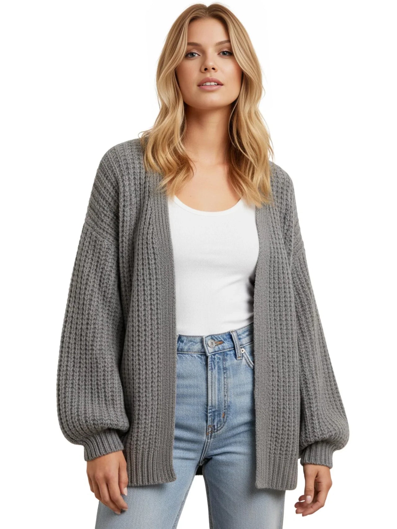 Women's Lantern Sleeve Cardigan Sweater Casual Fall Streetwear Tops Chic Y2K Sweater