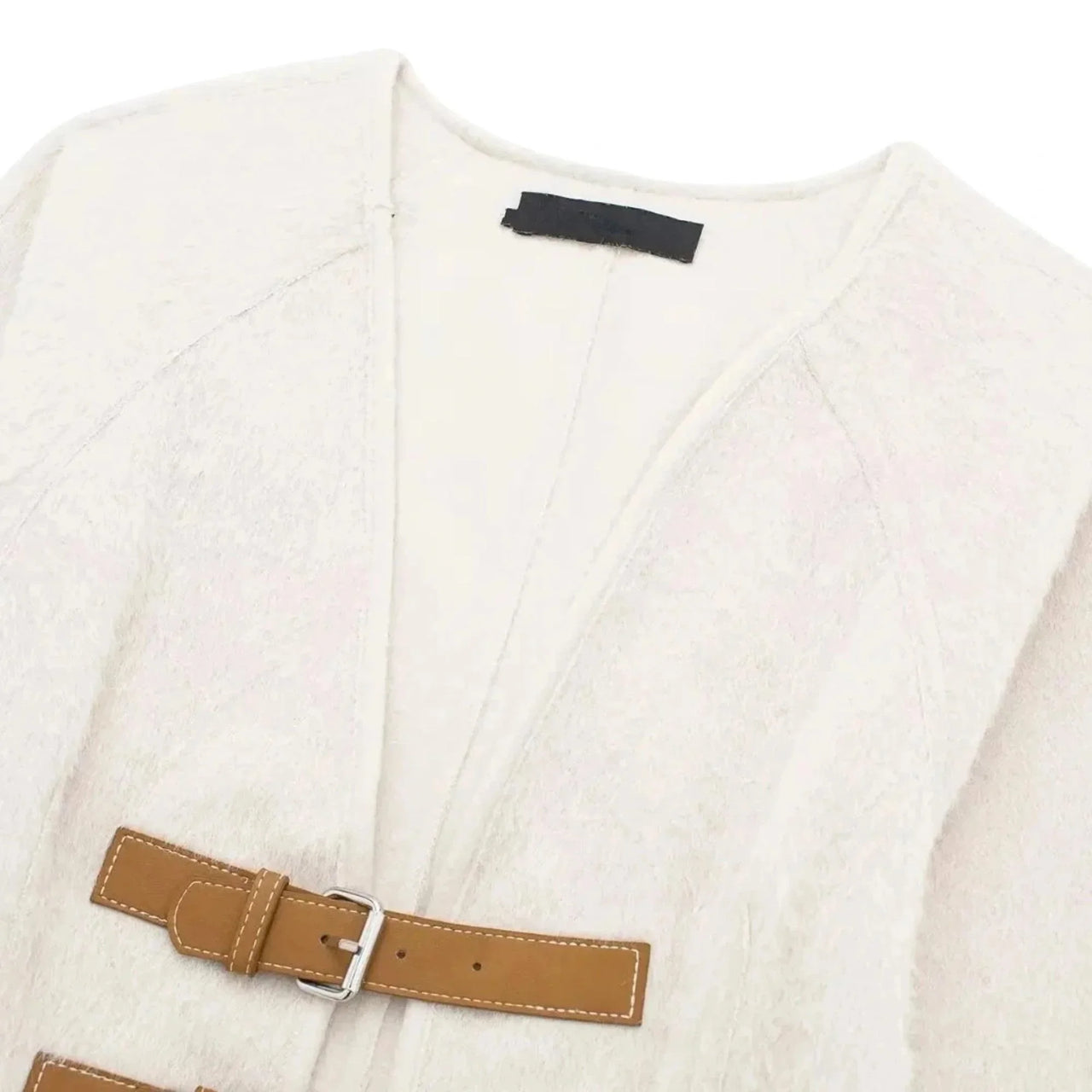 Women's Leather-Buckle Sweater Jacket Elegant Single Breasted Sweater