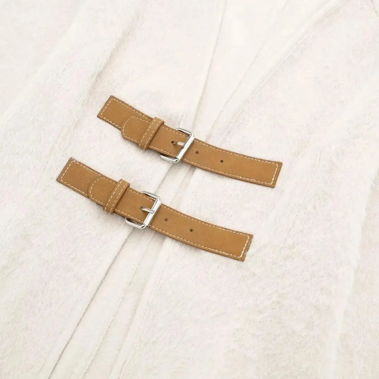 Women's Leather-Buckle Sweater Jacket Elegant Single Breasted Sweater