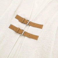 Thumbnail for Women's Leather-Buckle Sweater Jacket Elegant Single Breasted Sweater