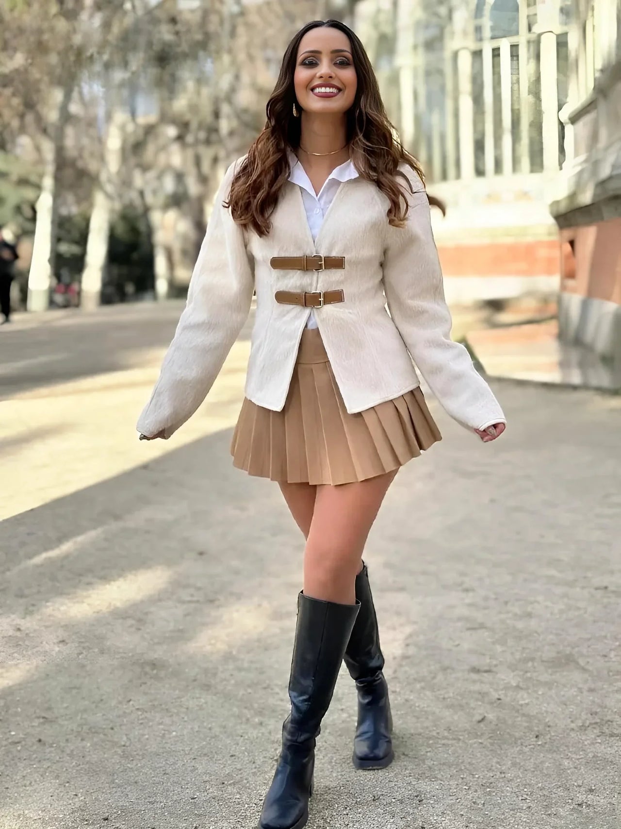 Women's Leather-Buckle Sweater Jacket Elegant Single Breasted Sweater