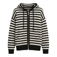 Thumbnail for Black and white striped hoodie on a white background