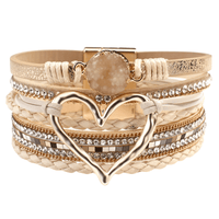 Thumbnail for Women's Leather Hollow Heart Charm Bracelets -, Bracelet , Drestiny , Australia, Beige, Black, Bracelets, Brown, Canada, Coffee, Dark Blue, Dark Grey, Dark Olive Green, Gender_Women, Gold, Green, Grey, Khaki, Light Blue, Navy, New Zealand, Pink, Purple, Red, Silver, United Kingdom, United States, White, Wine Red , Drestiny , www.shopdrestiny.com